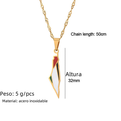 Vintage Israeli-Palestinian Map Necklace Pendant