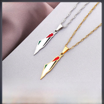 Vintage Israeli-Palestinian Map Necklace Pendant