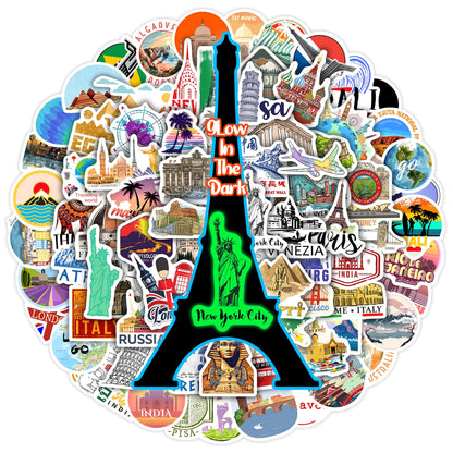 100 Pcs world travel stickers