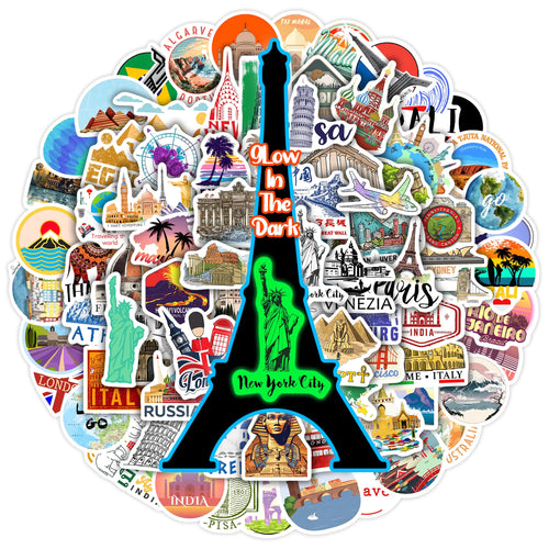 100 Pcs world travel stickers